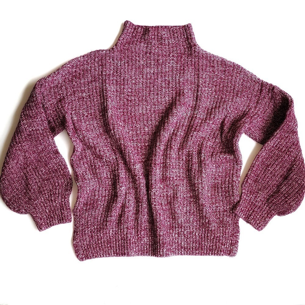 Cupcakes & Cashmere Small Pink Mockneck Turtleneck Sleeve Knit Sweater Cotton